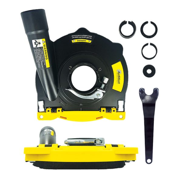 5 inch black and yellow aluminium grinding shroud with accessories