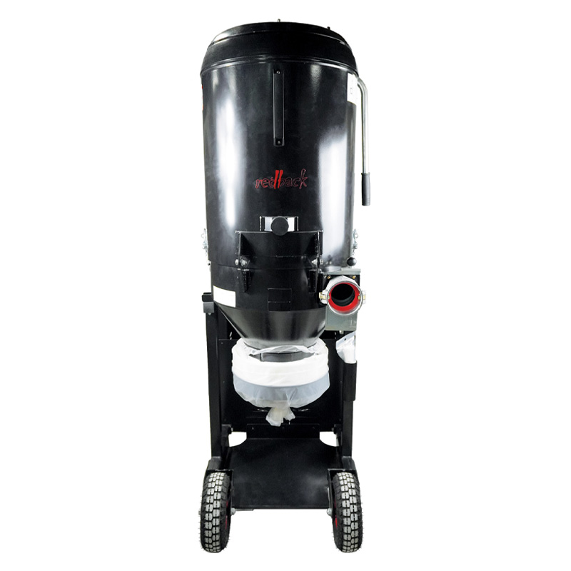 7.kw Black metal H class dust extractor vacuum on wheels front view