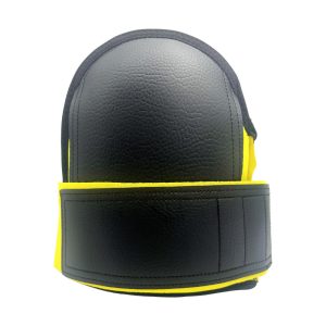 Yellow neoprene universal fit kneepads with black faux leather