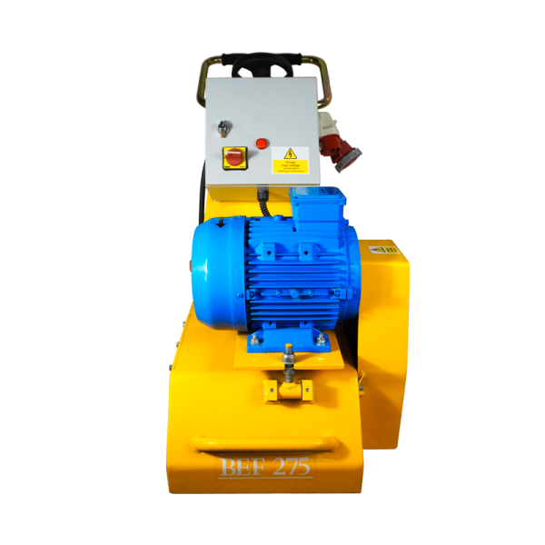 Bartell blue and yellow 11 inch electric scarifier BEF 275 front view