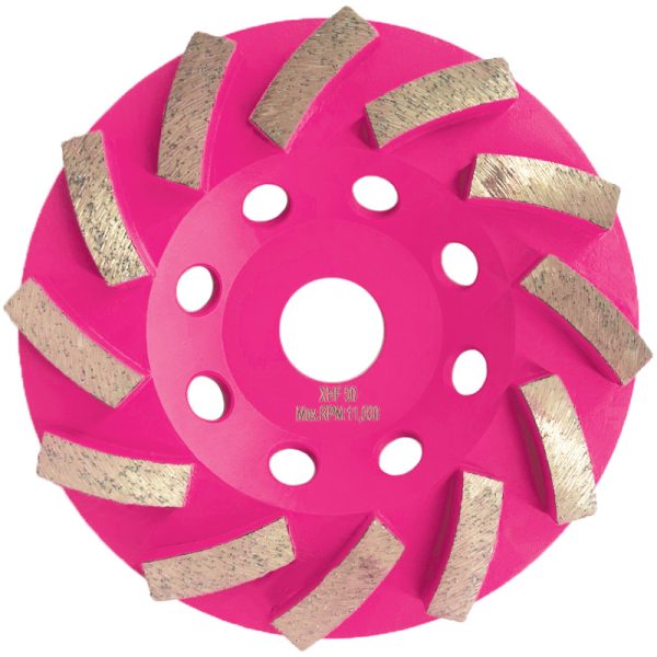 5 inch premium turbo diamond cup wheel pink with 12 segments