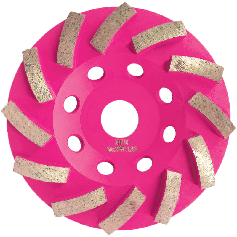 5 inch premium turbo diamond cup wheel pink with 12 segments