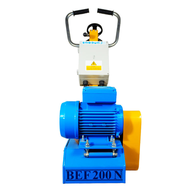 Bartell blue and yellow 8 inch electric scarifier BEF 200 N front view
