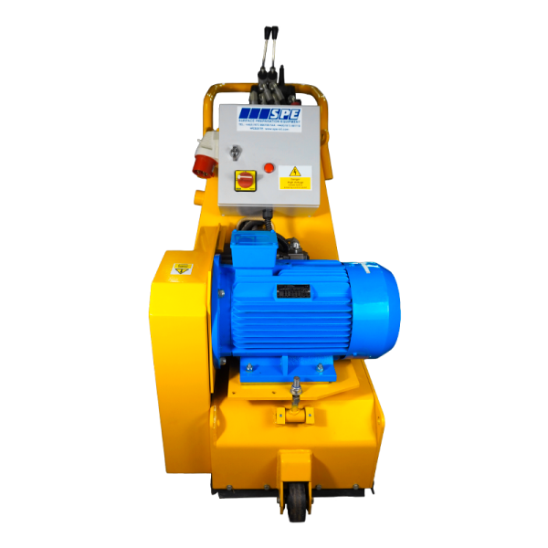 Bartell blue and yellow 32cm electric scarifier BEF 320 front view