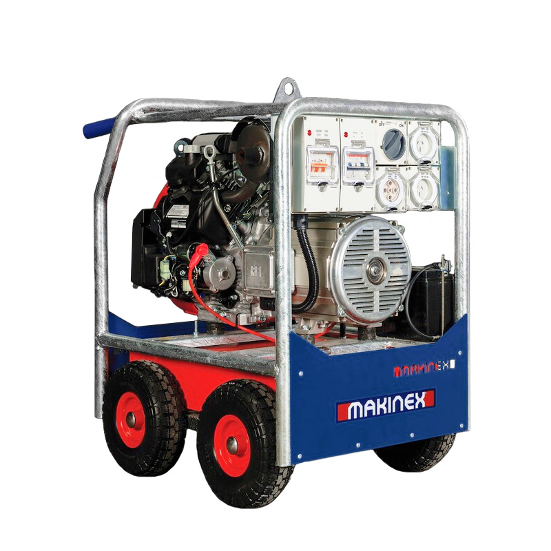 Generator 16kva blue and red on wheels with handles and steel frame