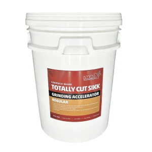 10 Litre white drum of grinding accelerator with red and brown label