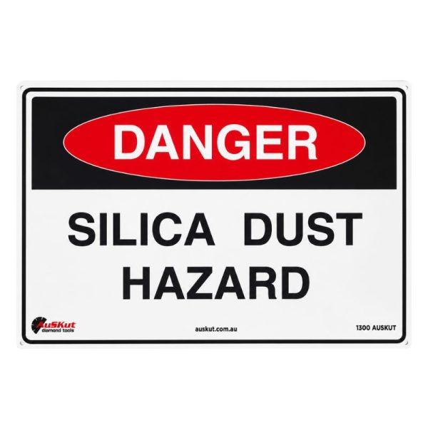 Sign warning of a silica dust danger